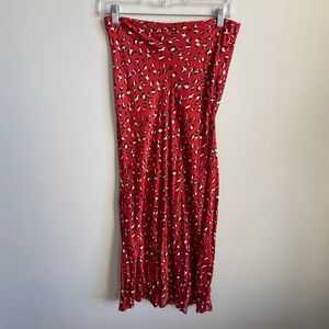 Urban Outfitters Red Leopard Print Midi Skirt